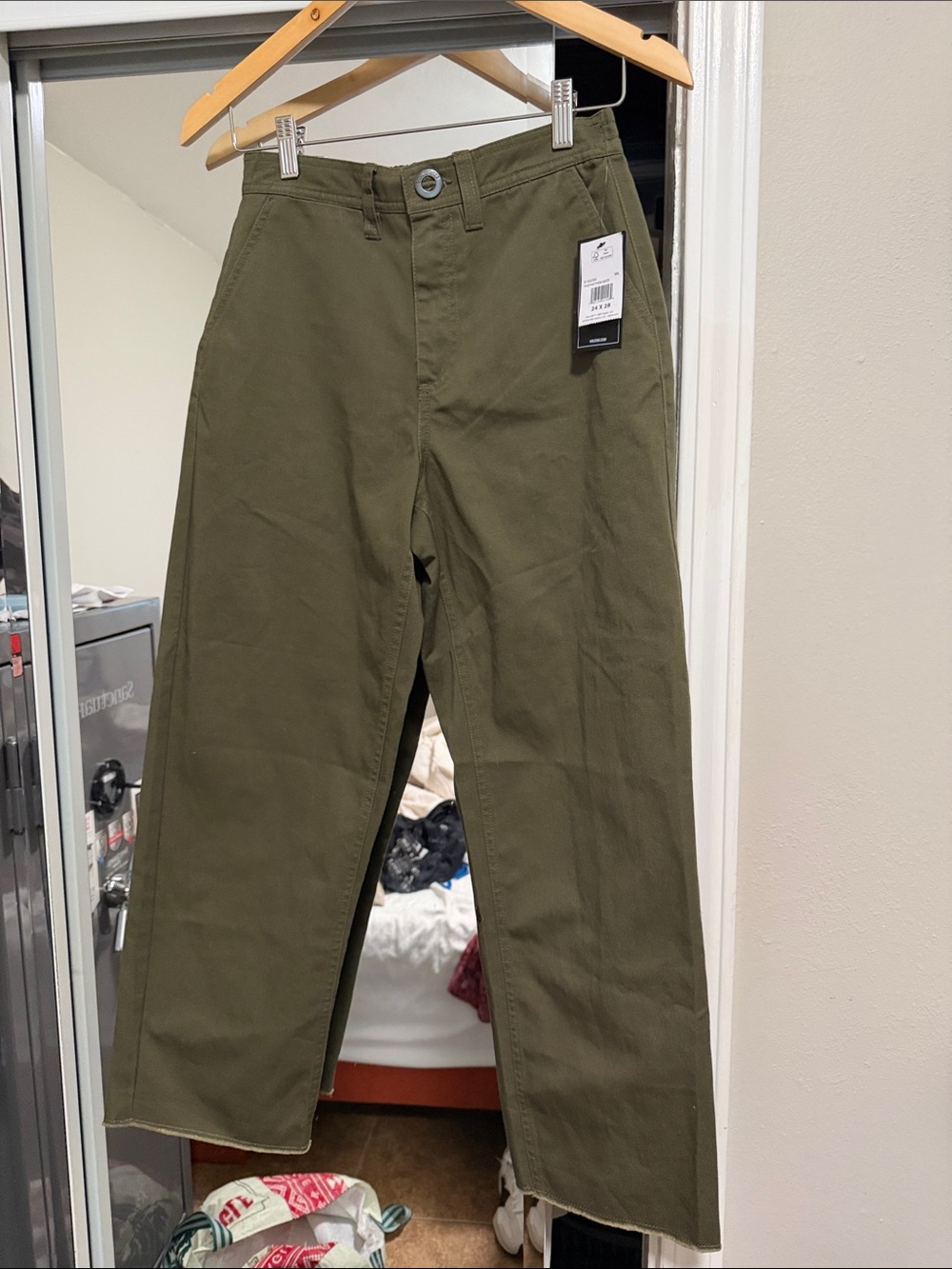 Olive Green Straight-Leg Pants